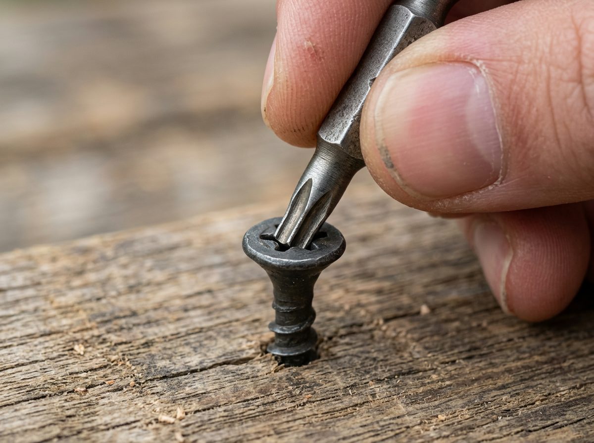 Бита TORX входит в шестилучевой шлиц конструкционного самореза