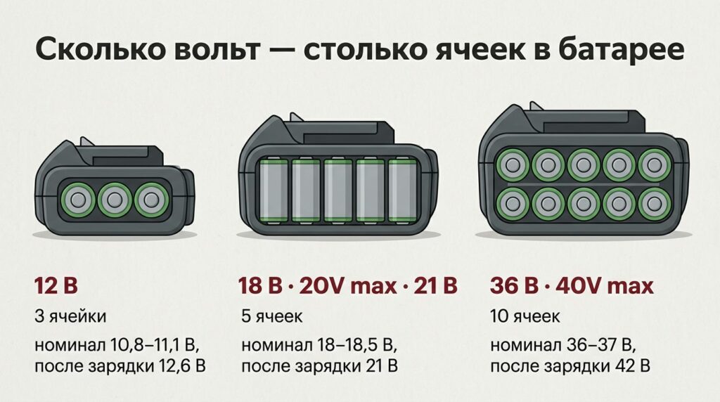 Сколько вольт должен быть шуруповёрт: три ступени батарей — 3, 5 и 10 ячеек